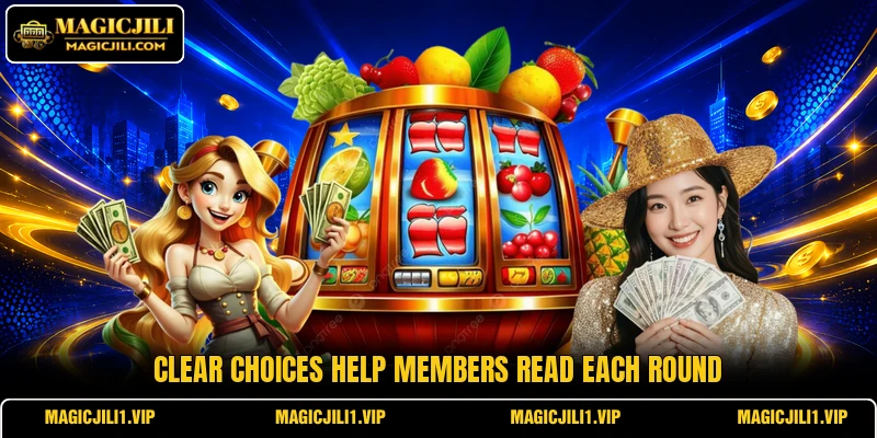 Clear choices help members read each round Clear choices help members read each round