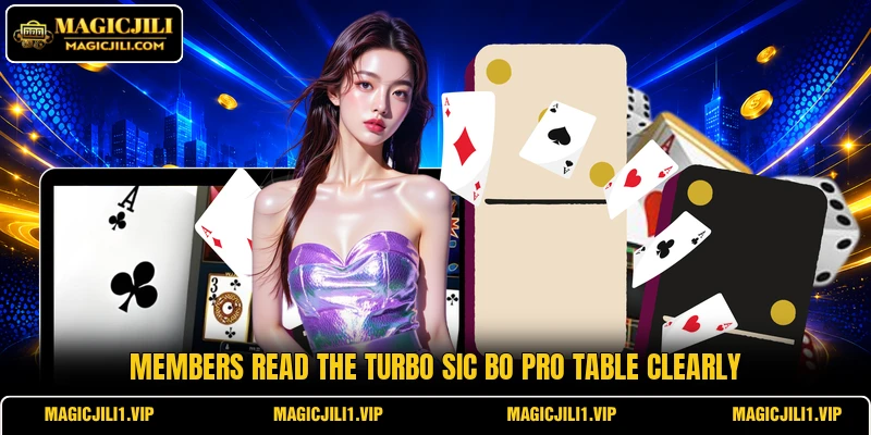 Members read the Turbo Sic Bo Pro table clearly Members read the Turbo Sic Bo Pro table clearly