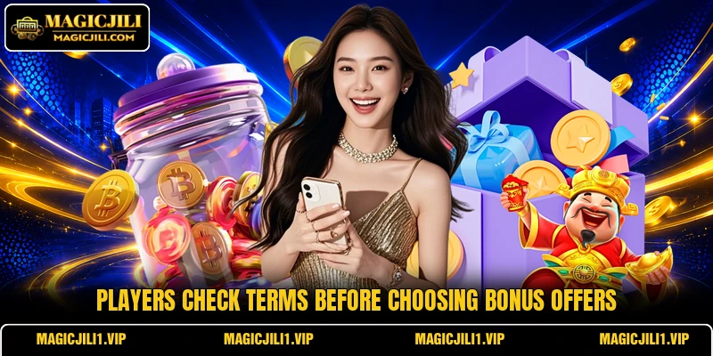 Players check terms before choosing bonus offers
