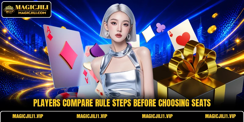 Players compare rule steps before choosing seats Players compare rule steps before choosing seats