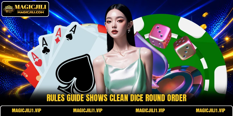 Rules guide shows clean dice round order Rules guide shows clean dice round order
