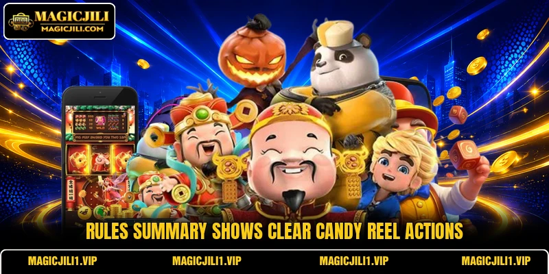 Rules summary shows clear candy reel actions Rules summary shows clear candy reel actions